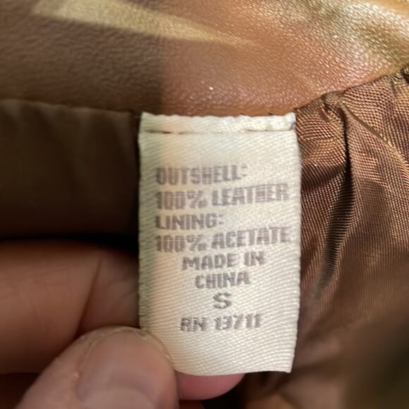 Valerie Stevens S cognac colored butter soft 2 button all leather blazer euc - Picture 3 of 13